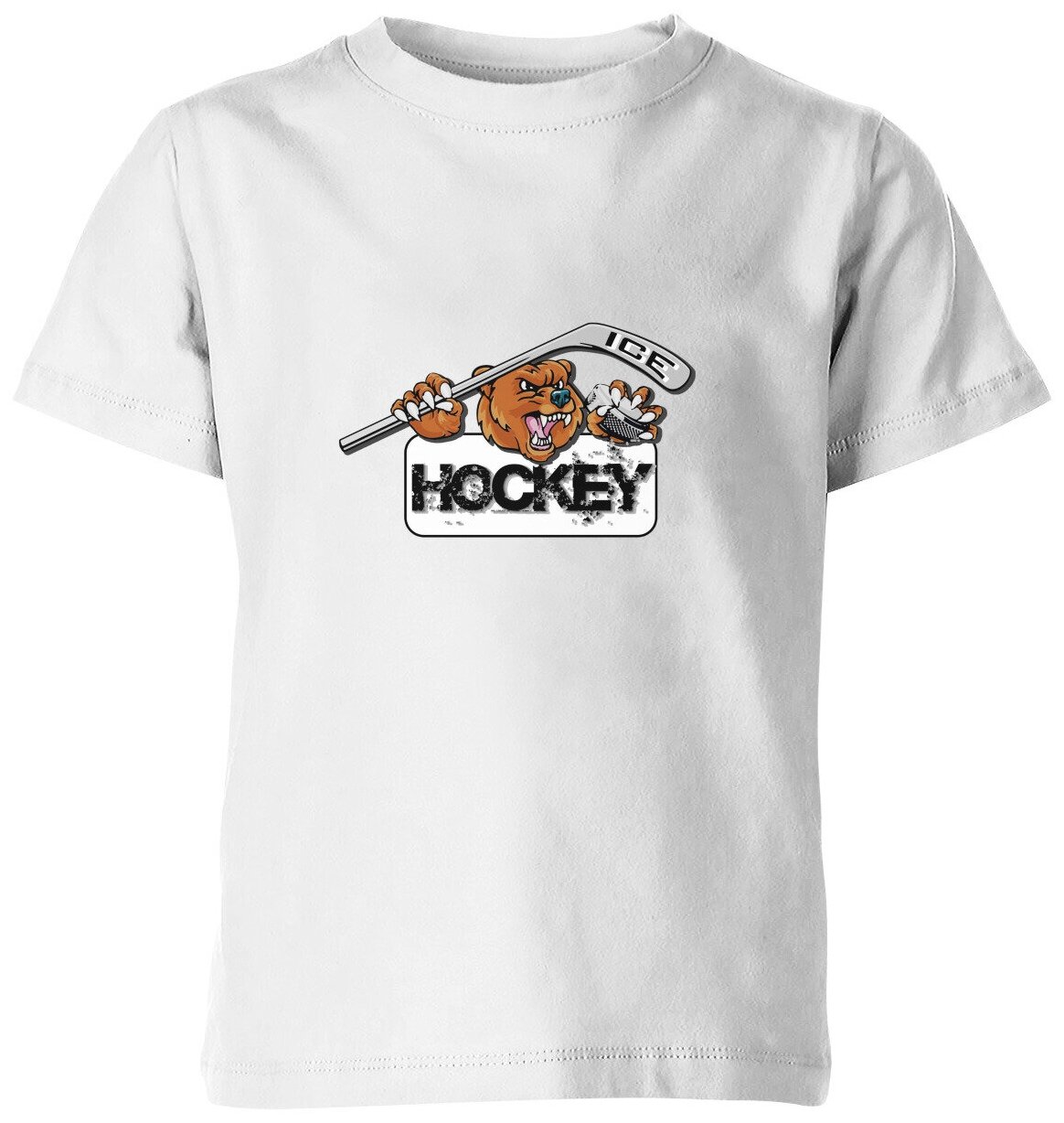 Детская футболка «ice hockey хоккей шайба медведь спорт»