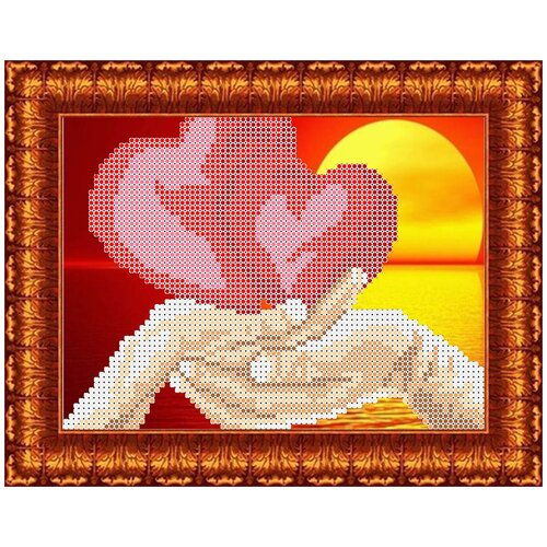 Рисунок на ткани для вышивки бисером или крестом Влюбленные сердца, 18 х 13 см Каролинка ткань схема для вышивки бисером и крестом каролинка цветы 27х68см