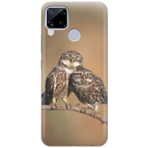 фото Cиликоновый чехол на realme c15 / рилми с15 с принтом "пара совушек" gosso