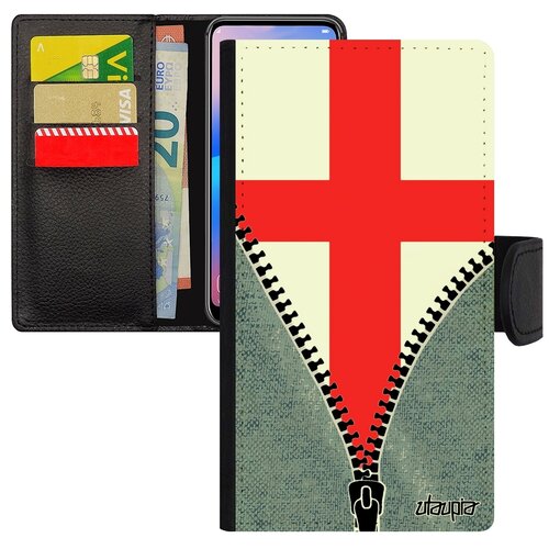 фото Чехол книжка на мобильный apple iphone se 2020, "флаг англии на молнии" страна utaupia