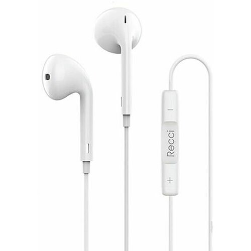 Наушники с микрофоном Recci REP-L07 1.2м белые наушники проводные type c recci rep l27 wired earphone белый