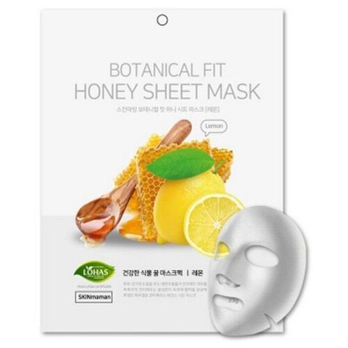 NO:hJ Skinmaman Botanical Fit Honey Sheet Mask Pack Lemon Питательная, увлажняющая, осветляющая маска с мёдом и лимоном, 10ШТ.