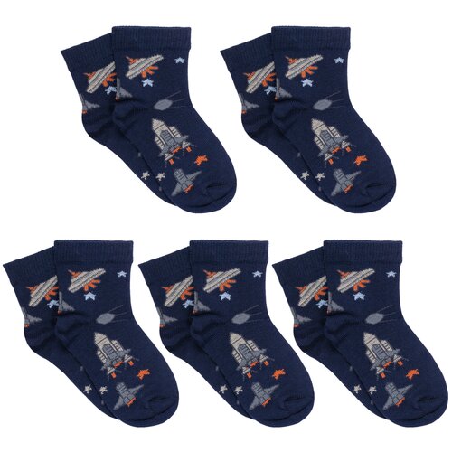 фото Комплект из 5 пар детских носков lorenzline темно-синие, размер 10-12
