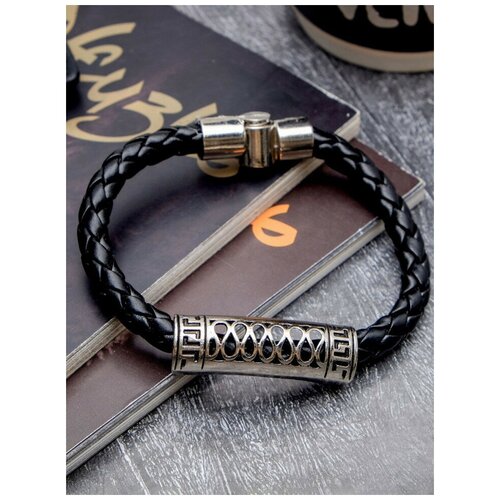 фото Браслет унисекс "антураж" цвет чёрный в чернёном серебре,l=22 см mikimarket