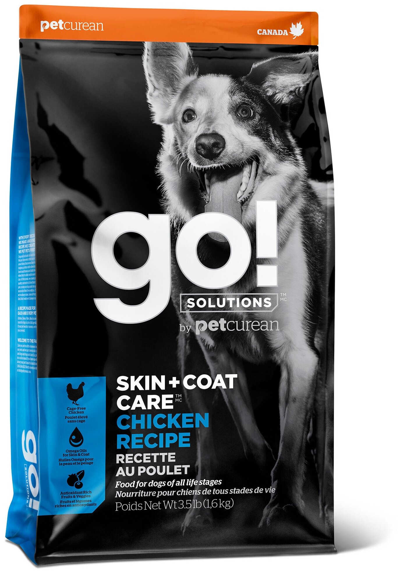 Go! Natural Holistic GO! Skin + Coat Chicken Recipe DF - Корм для щенков и собак с цельной курицей, фруктами и овощами - 11,3 кг