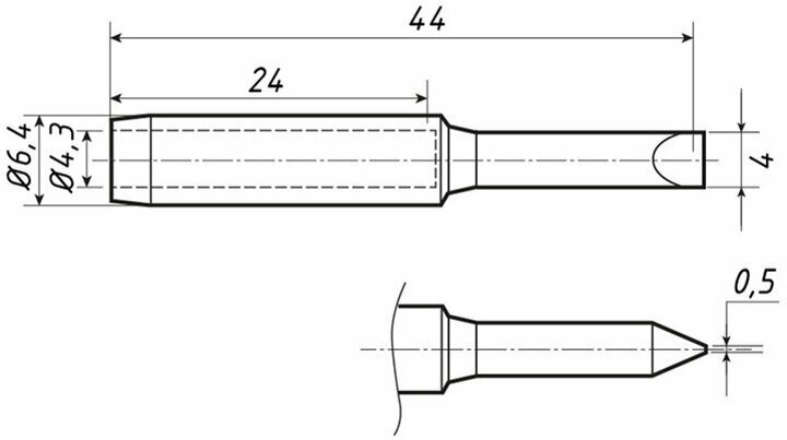 Долговечное жало для паяльника REXANT конусного типа (4) диаметр 43