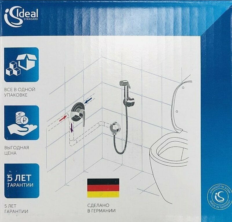 Смеситель для ванны ideal standart 3в1 врезной с гигиеническим душем 2 отверстия - фотография № 19