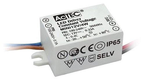 Блок питания AcTEC MINI12V/4W 12В, 4Вт, IP65, 0.33A, 38x27x21мм