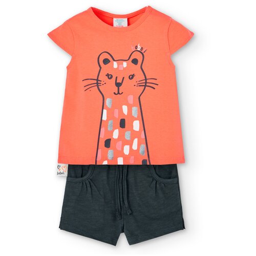 Комплект одежды Boboli, футболка и шорты, повседневный стиль, размер 104, оранжевый, серый
