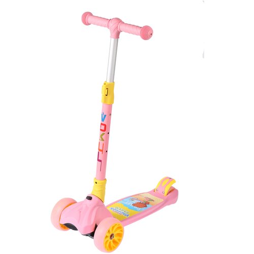 фото Трехколесный складной самокат vokul со светящимися колесами pink team race spirit