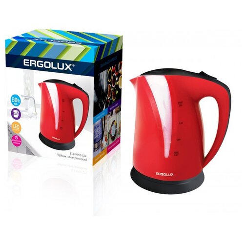 Чайник ERGOLUX ELX-KP03-C04 2300Вт пластик цвет красный чёрная вставка 91600₽