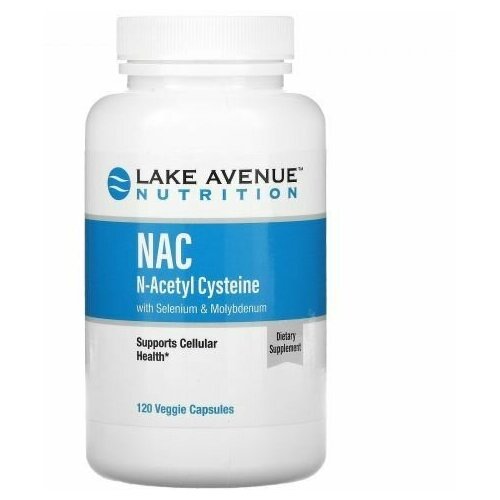 NAC 600мг, ацетилцистеин с молибденом и селеном, Lake Avenue Nutrition, 120 капсул n ацетилцистеин с селеном и молибденом 600 мг lake avenue nutrition 120 капсул