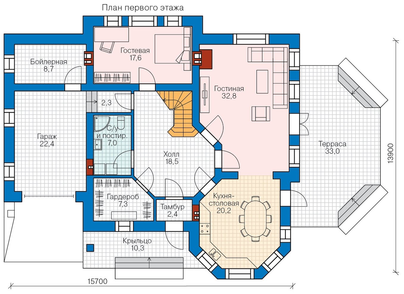 Проект газобетонного дома Catalog-Plans-58-44L (268,5кв.м, 16,46x14,66м, газобетон 400) - фотография № 6