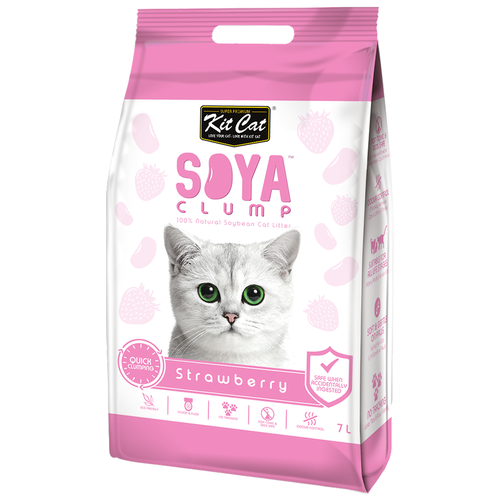 Комкующийся наполнитель Kit Cat Soya Clump Strawberry, 7л, 1 шт. комкующийся наполнитель kit cat soya clump lavender 14л