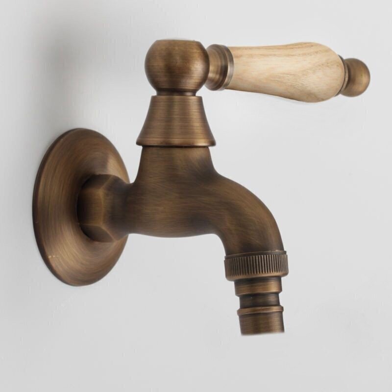 фото Кран для бани с деревянной ручкой FKS-03DS, бронзовый