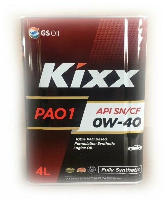 Масло моторное Kixx PAO1 0W-40 /4л синт.