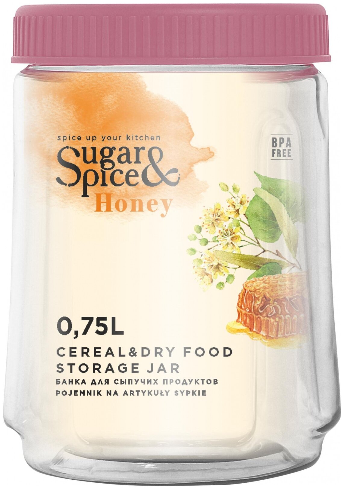 Банка для сыпучих продуктов Sugar&Spice Honey 0,75л брусника