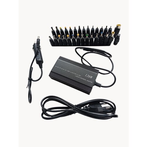 Блок питания для ноутбука, 30 переходников, регулируемое напряжение, зарядка от сети 220 В, зарядка от автомобиля