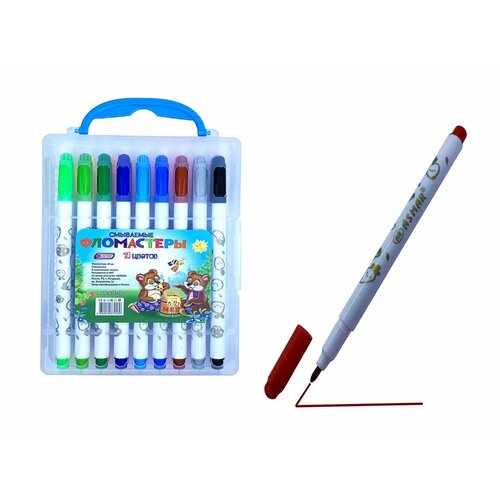 Фломастеры смываемые на водной основе в пластиковом пенале 18 цветов 383₽