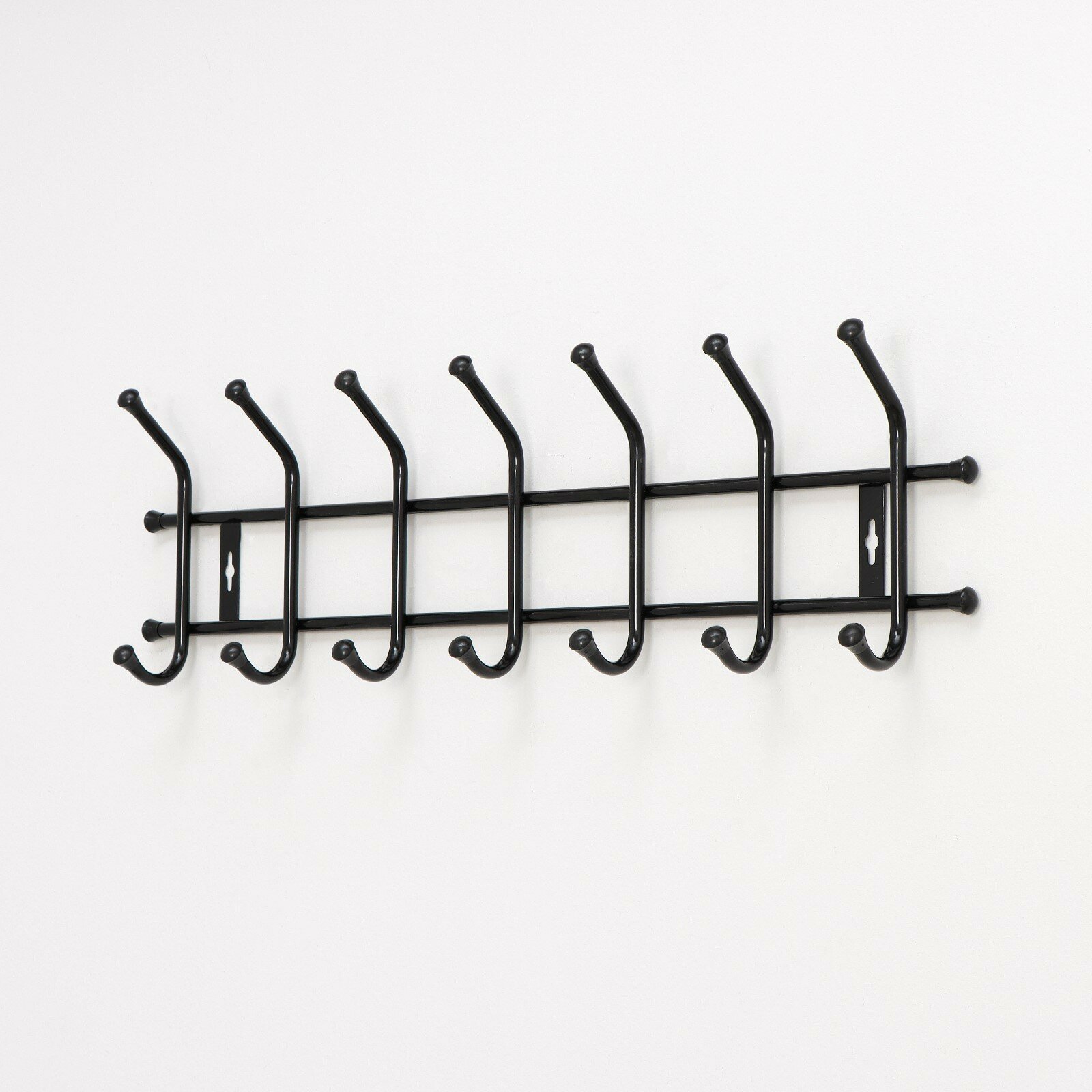 Вешалка настенная на 7 крючков, 68×21,5 см, цвет чёрный - фотография № 2