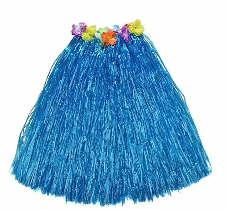 Гавайская юбка МаскаПати 60 см голубая