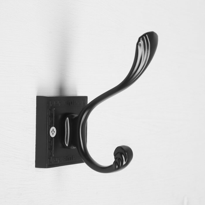 Крючок мебельный KMC008BL CAPPIO, двухрожковый, цвет черный - фотография № 2