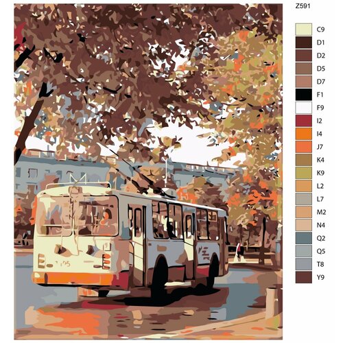 Картина по номерам Z-591 Троллейбус СССР 60x80