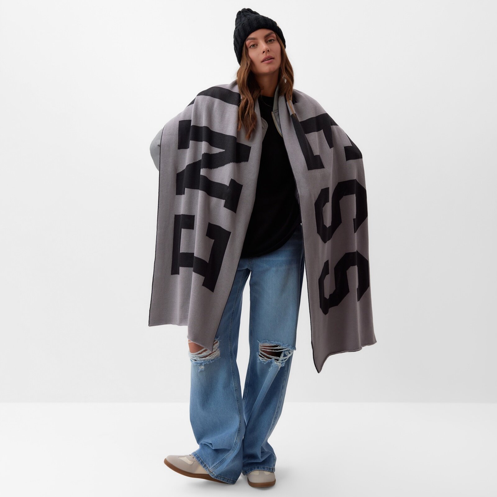 Шарф MIST для женщин,226х47 см, one size, серый