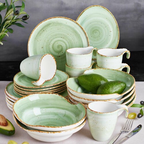 Сервиз столовый Meadow на 6 персон из 24 предметов Набор посуды Зеленый