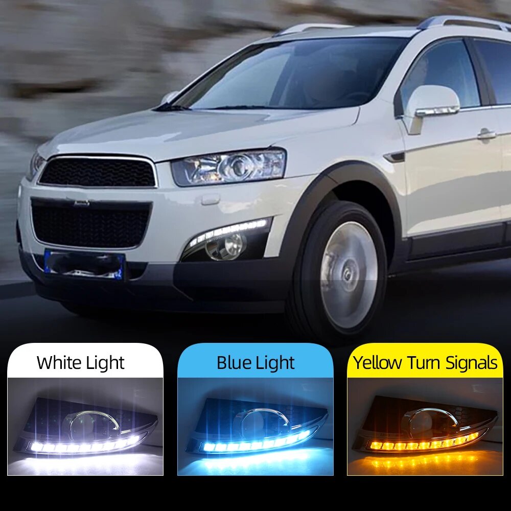 2 шт. для Chevrolet Captiva 2011 2012 2013 реле сигнала поворота автомобильный Стайлинг 12 В светодиодный ные ДХО дневные ходовые огни с отверстием для противотуманной фары, No Dynamic, White and Yellow