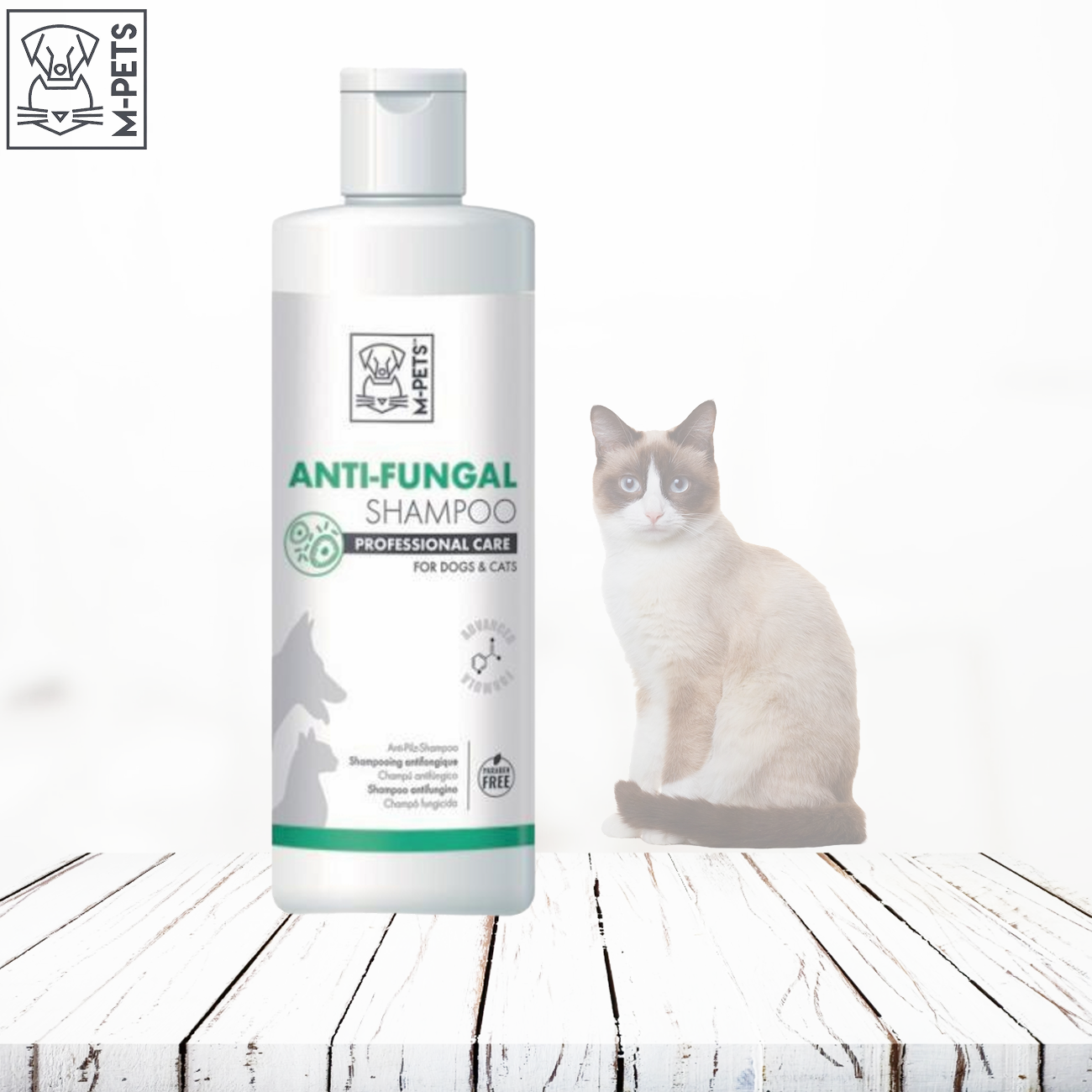 Изображение M-Pets Шампунь для кошек и собак профессиональный уход Противогрибковый 250мл