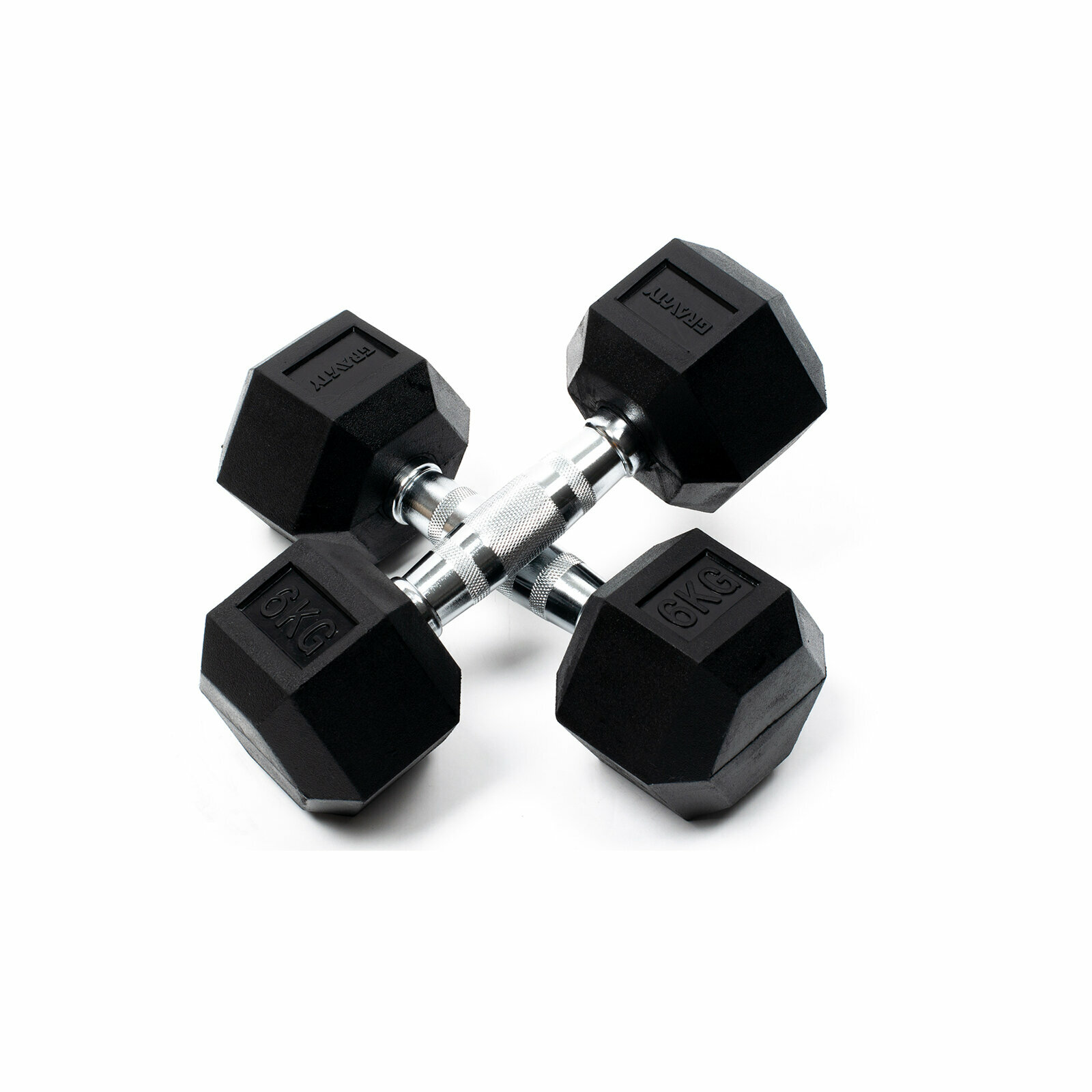 Пара гексагональных гантелей Gravity, вес одной гантели 6 кг, общий вес 12 кг, цвет черный — фото 1