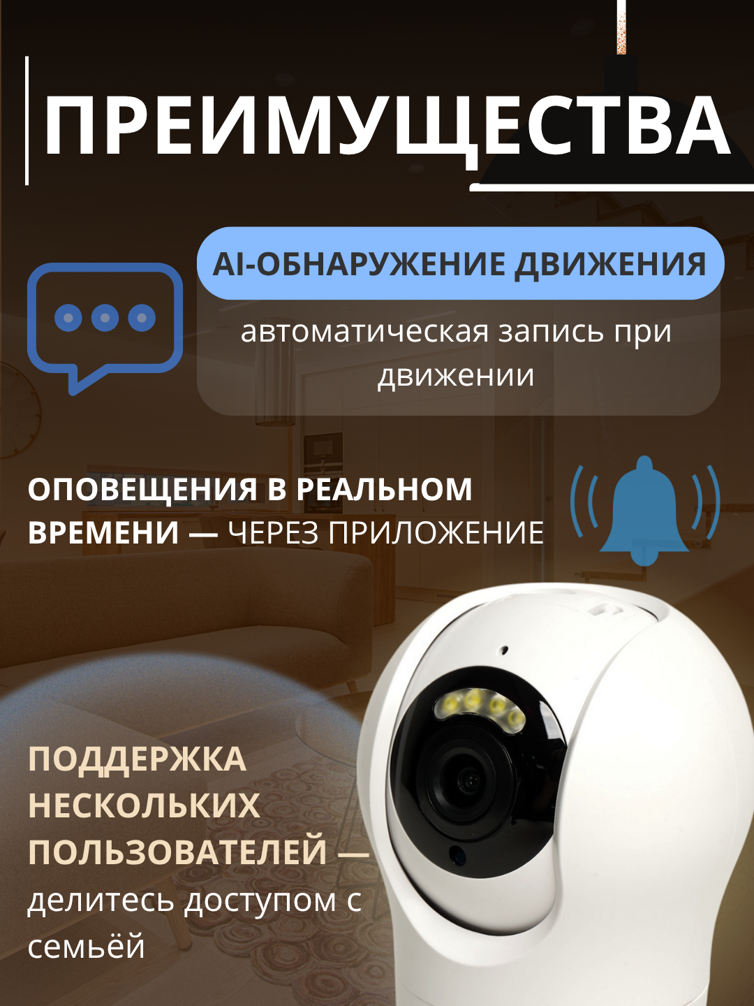 AI SmartCam 360 E27 — Умная Wi-Fi IP-камера в цоколе лампы с Full HD, ночным видением и вращением 355° — фото 1
