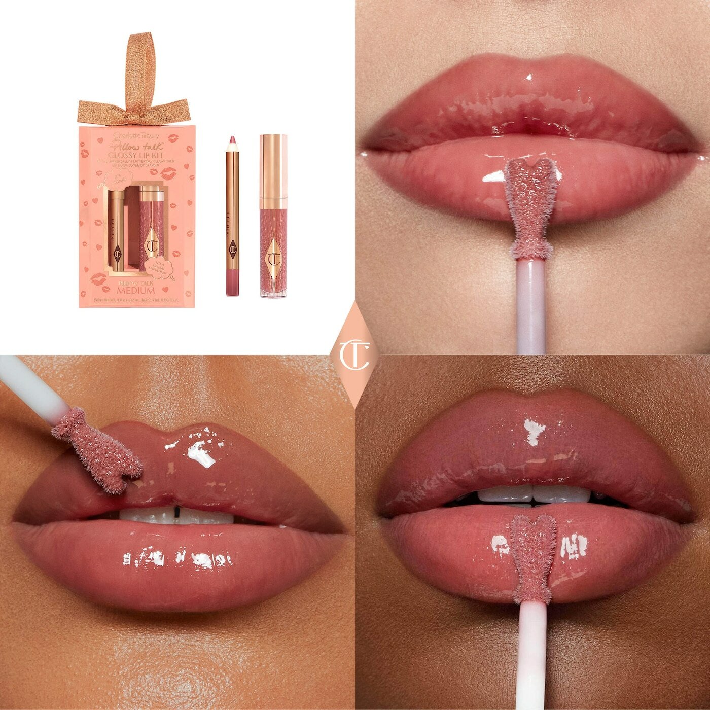 Набор для губ Charlotte Tilbury Mini Pillow Talk Glossy Lip Duos / оттенок Pillow Talk Medium — фото 1