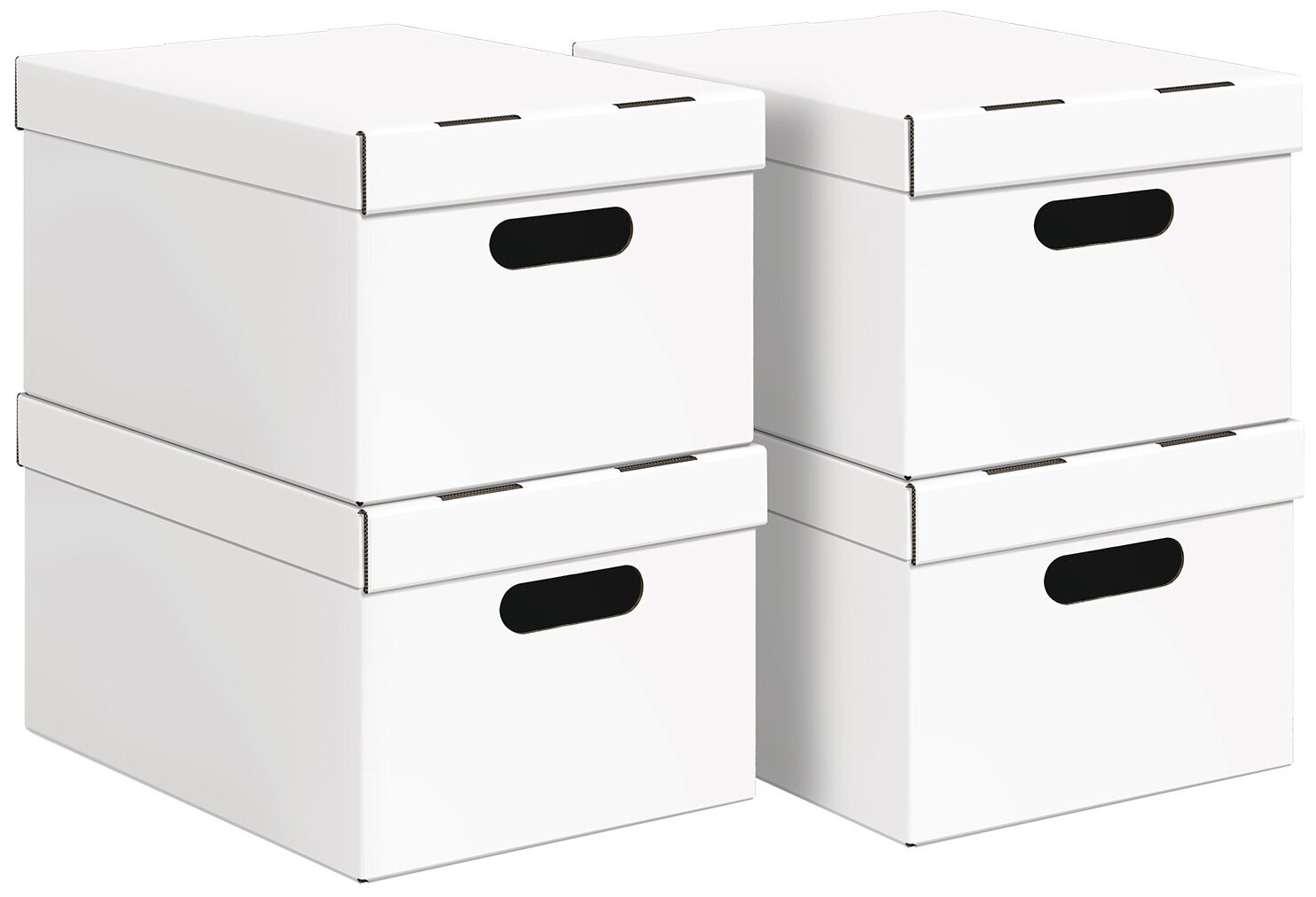 Короба картонные, 25*33*18.5 см, набор 4 шт., цвет белый - фотография № 1