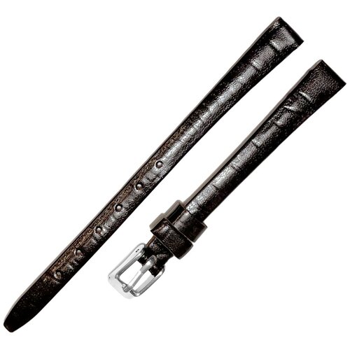 фото Ремешок 0803-02-1-2 anakonda лак. черный коричневый кожаный ремень 8 мм лаковый для часов наручных из кожи натуральной лакированный ardi