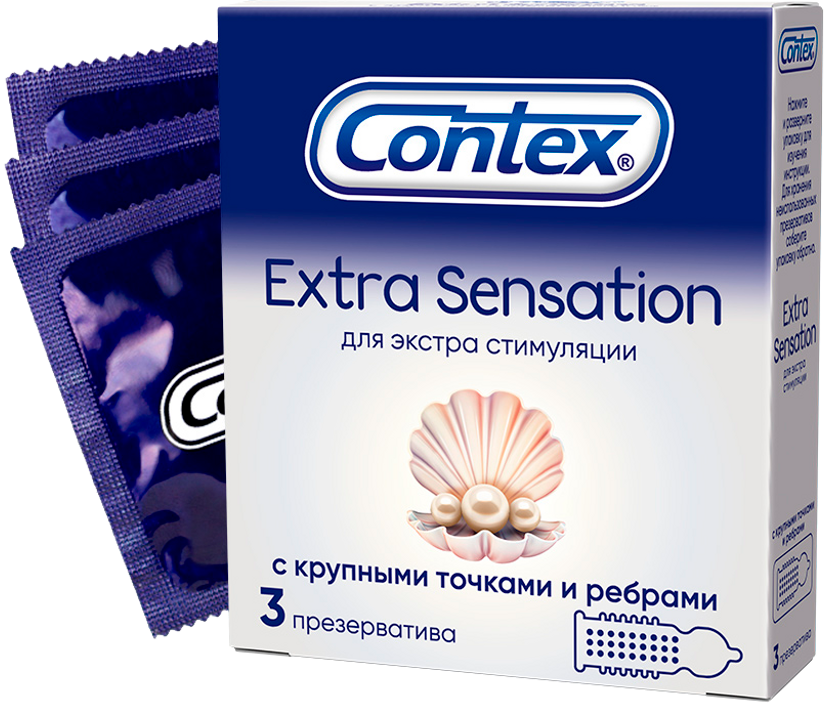 Презервативы Contex Extra Sensation с крупными точками и ребрами 3 шт