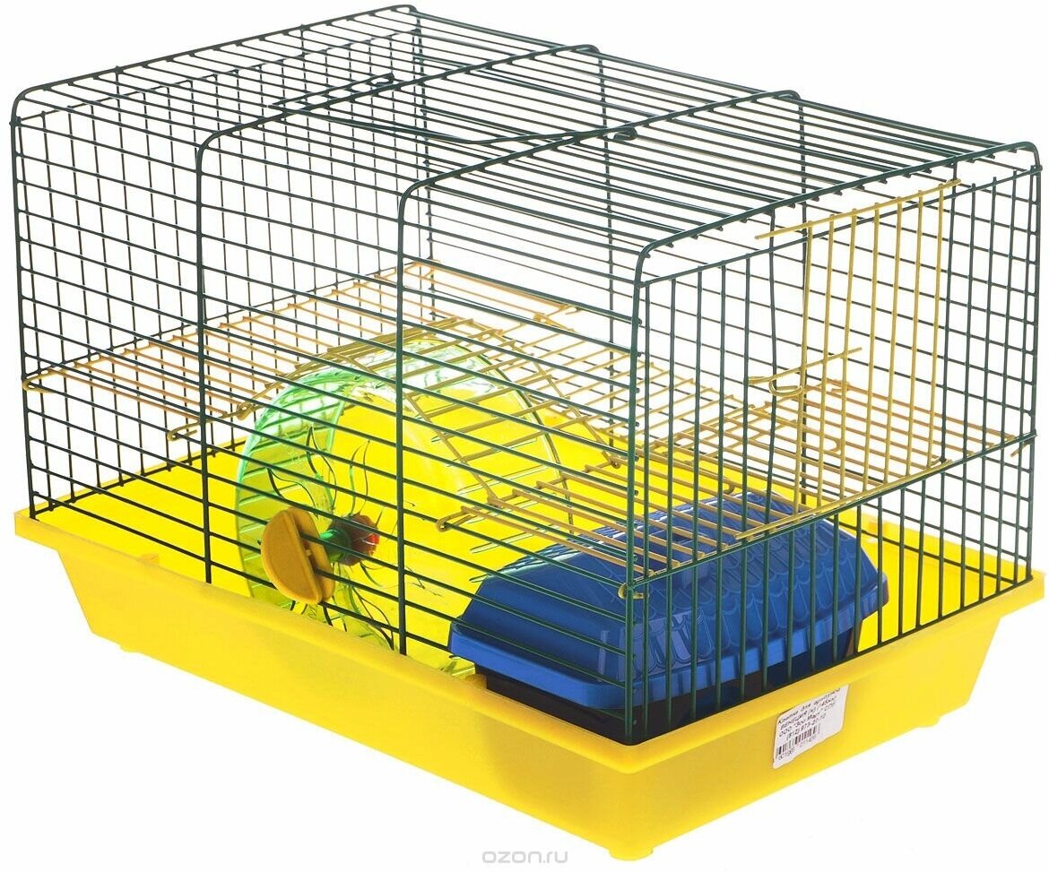 Клетка для грызунов хомяков джунгариков мышей 36х24х27 см, цвет микс - фотография № 5