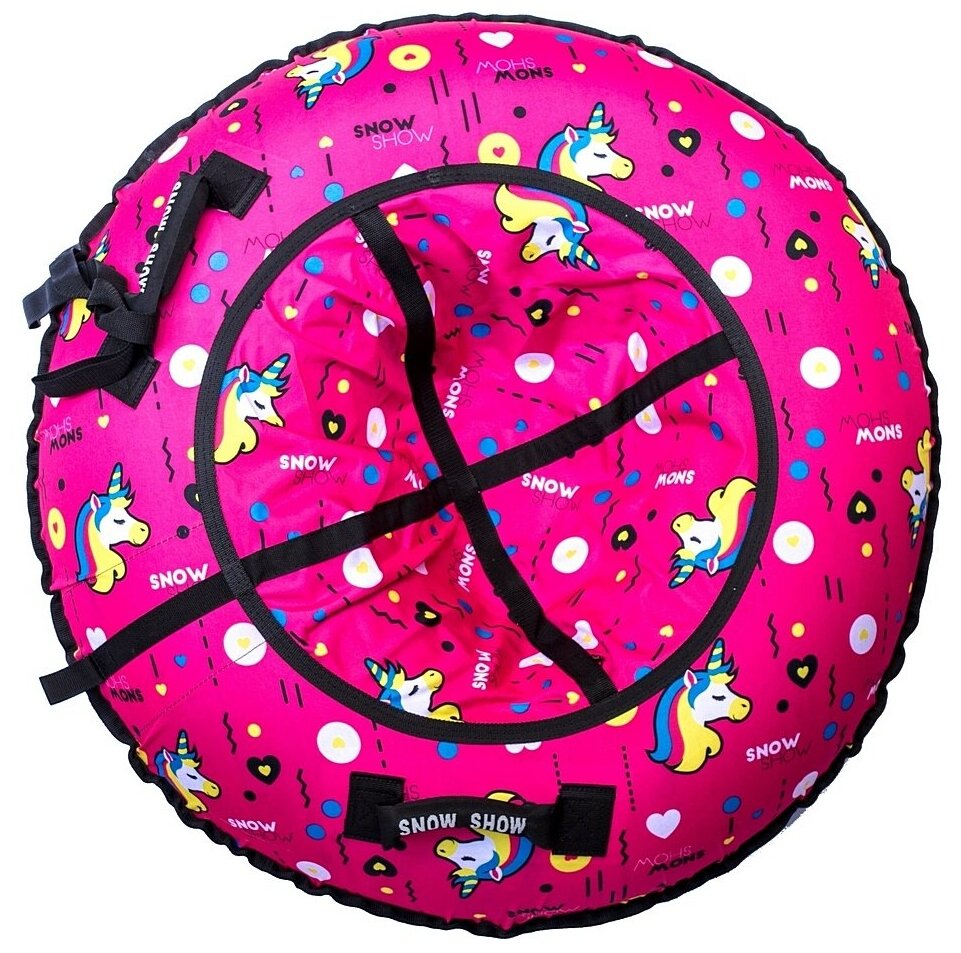 Санки надувные Тюбинг RT Единорог на розовом + автокамера, диаметр 105 см