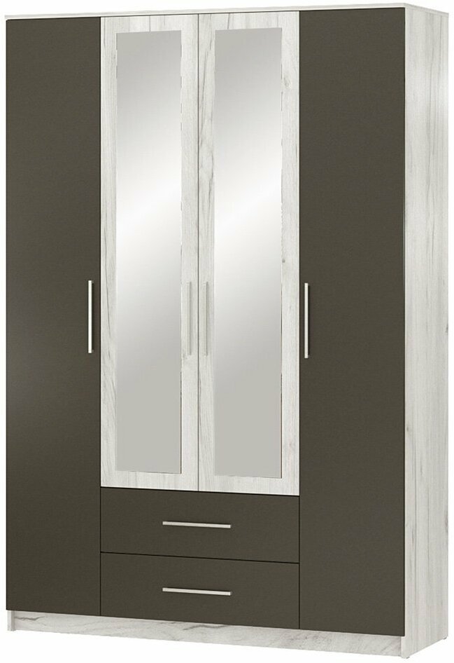Шкаф 4-дверный Hoff Бланка, цвет дуб белый крафт, серый графит