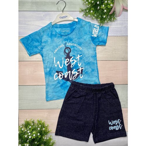Комплект одежды  Comix  для мальчиков, футболка и шорты, повседневный стиль, размер 98, голубой