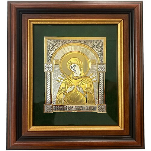 Икона из серебра ручной работы Божией Матери Семистрельная 9802015-з, Серебро 925°