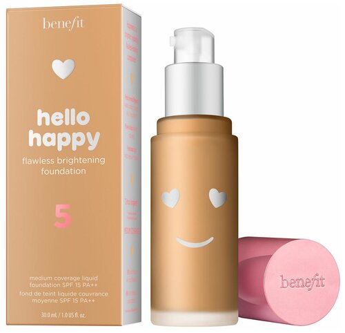 Benefit Тональный крем Hello Happy Flawless Brightening Foundation, SPF 15, 30 мл/28 г, оттенок: 5 Medium neutral warm