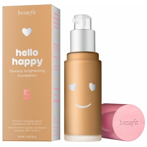 Benefit Тональный крем Hello Happy Flawless Brightening Foundation, SPF 15, 30 мл/28 г, оттенок: 5 Medium neutral warm