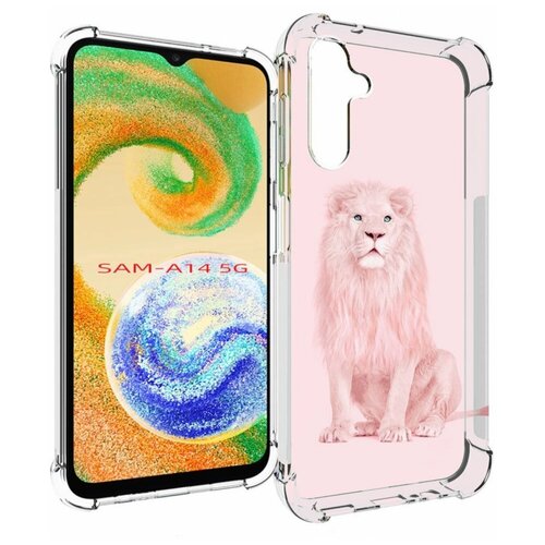 чехол mypads мудрый лев для samsung galaxy a14 5g задняя панель накладка бампер Чехол MyPads Розовый-лев для Samsung Galaxy A14 4G/ 5G задняя-панель-накладка-бампер