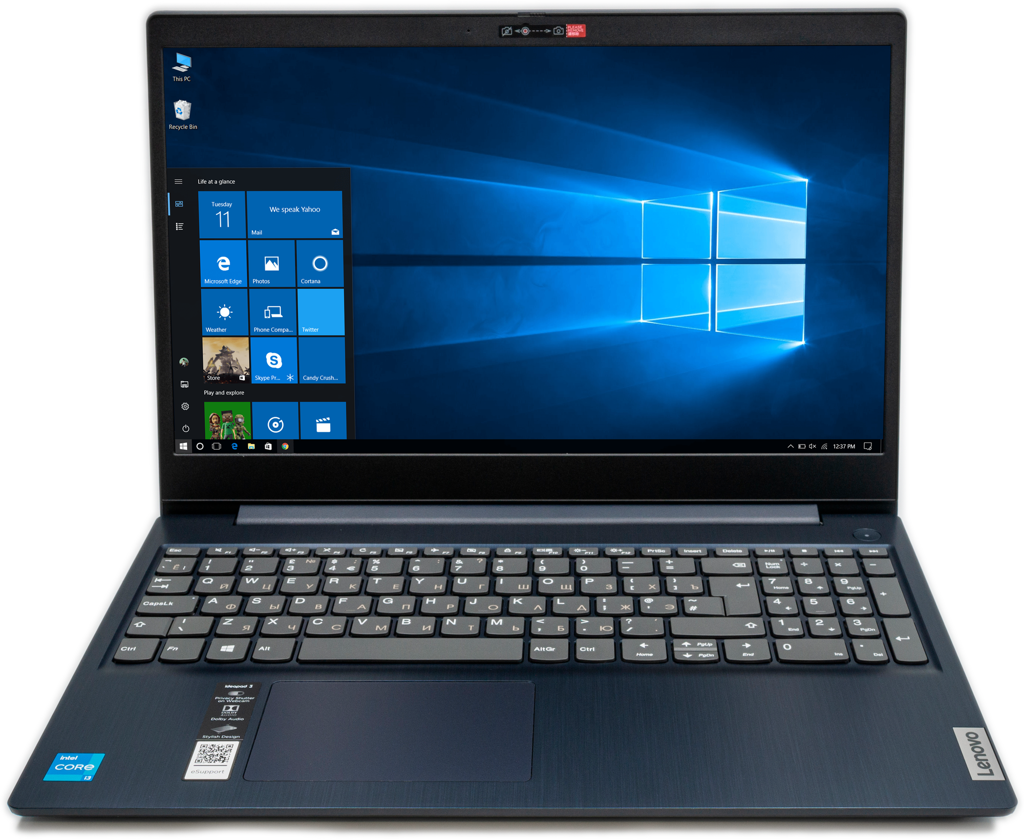 Ноутбук Lenovo Ideapad 3 15 ITL05 15.6" FHD/Intel Core i3-1115G4 3ГГц/4Гб DDR4 RAM/1Тб HDD/Intel UHD Graphics/Windows 10 Pro/Русская клавиатура