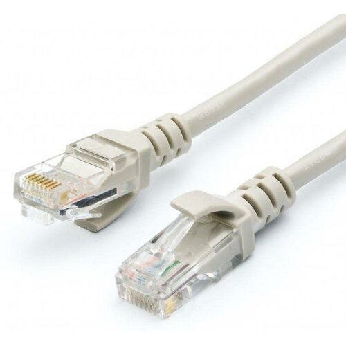 Патч-корд UTP 5 m, литой, RJ45, Cat.5e, Atcom серый ATcom AT4719 патч корд atcom cat5e utp 305m