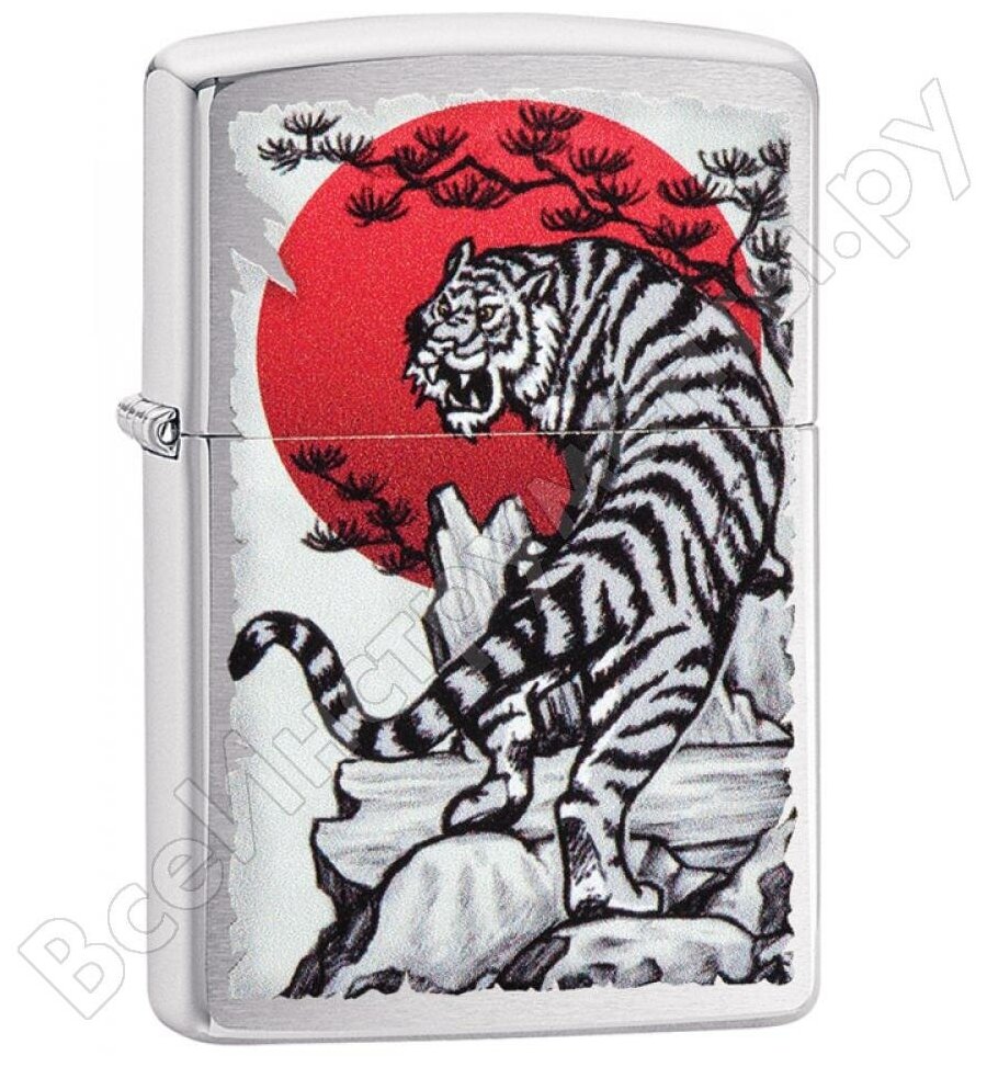 Зажигалка Zippo Asian Tiger с покрытием Brushed Chrome 29889