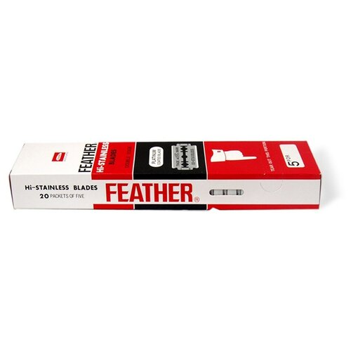 фото Двусторонние лезвия feather hi-stainless double edge blades 100 лезвий