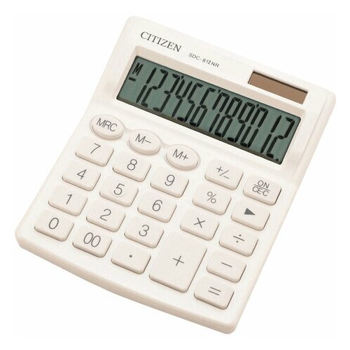 Калькулятор настольный CITIZEN SDC-812NRWHE КОМПАКТНЫЙ (124х102 мм) 12 разрядов двойное питание БЕЛЫЙ 1 шт.